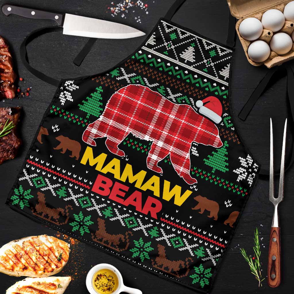 Mamaw Bear Christmas Apron Xmas Holiday Patterns - Wonder Print Shop