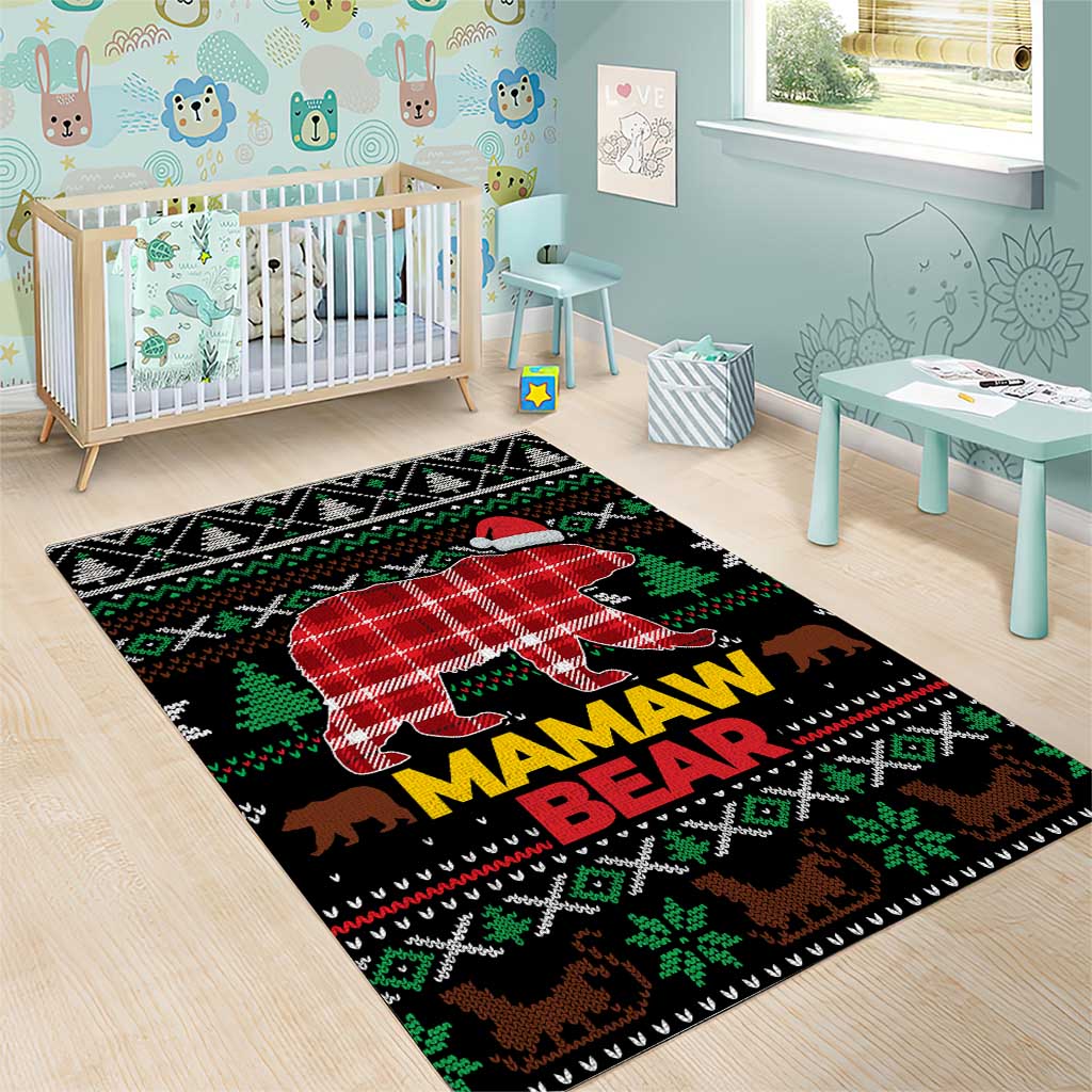 Mamaw Bear Christmas Area Rug Xmas Holiday Patterns - Wonder Print Shop