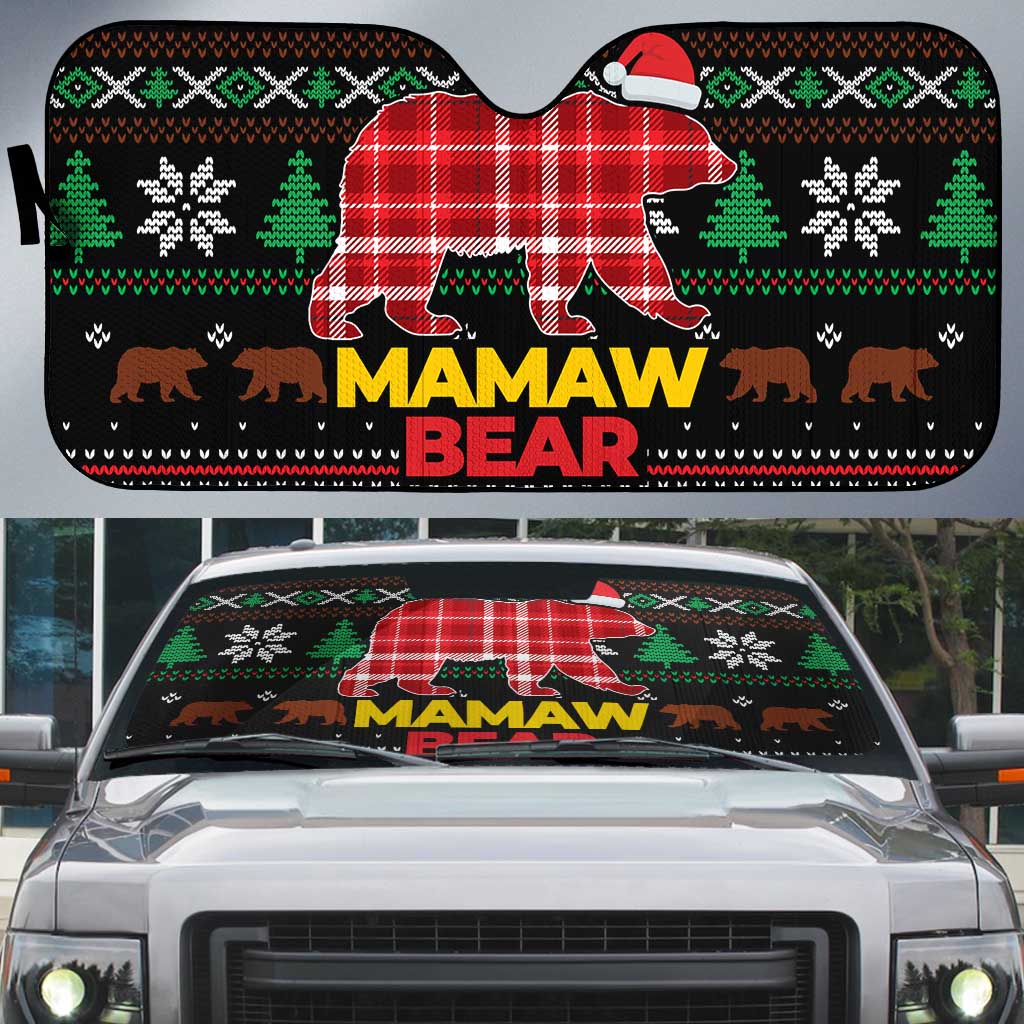 Mamaw Bear Christmas Auto Sun Shade Xmas Holiday Patterns - Wonder Print Shop
