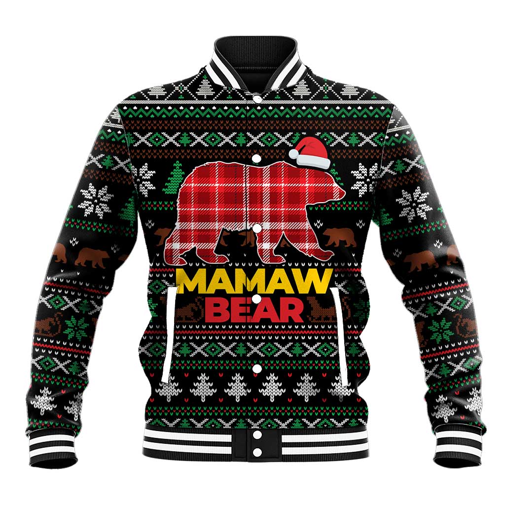 Mamaw Bear Christmas Baseball Jacket Xmas Holiday Patterns - Wonder Print Shop