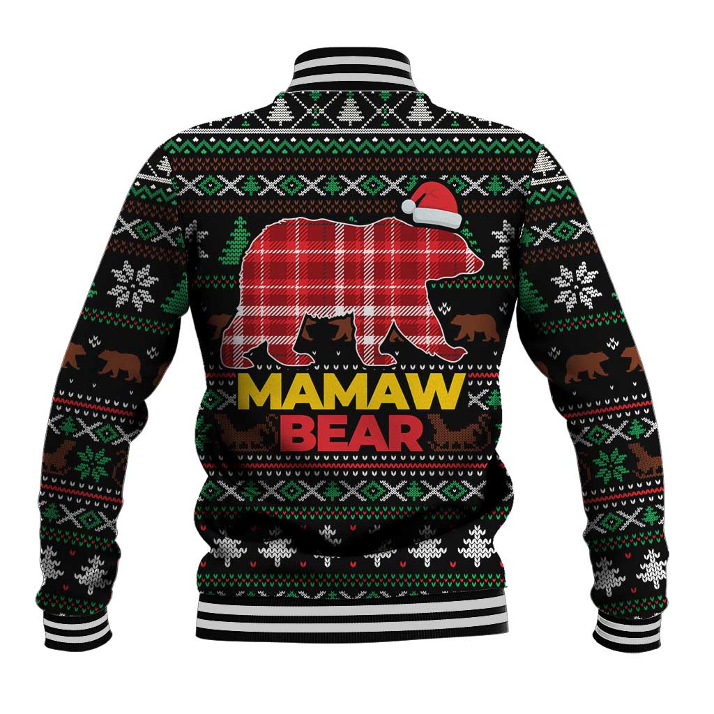 Mamaw Bear Christmas Baseball Jacket Xmas Holiday Patterns - Wonder Print Shop