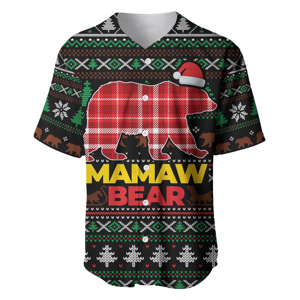 Mamaw Bear Christmas Baseball Jersey Xmas Holiday Patterns - Wonder Print Shop