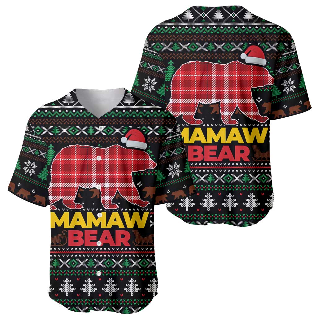 Mamaw Bear Christmas Baseball Jersey Xmas Holiday Patterns - Wonder Print Shop
