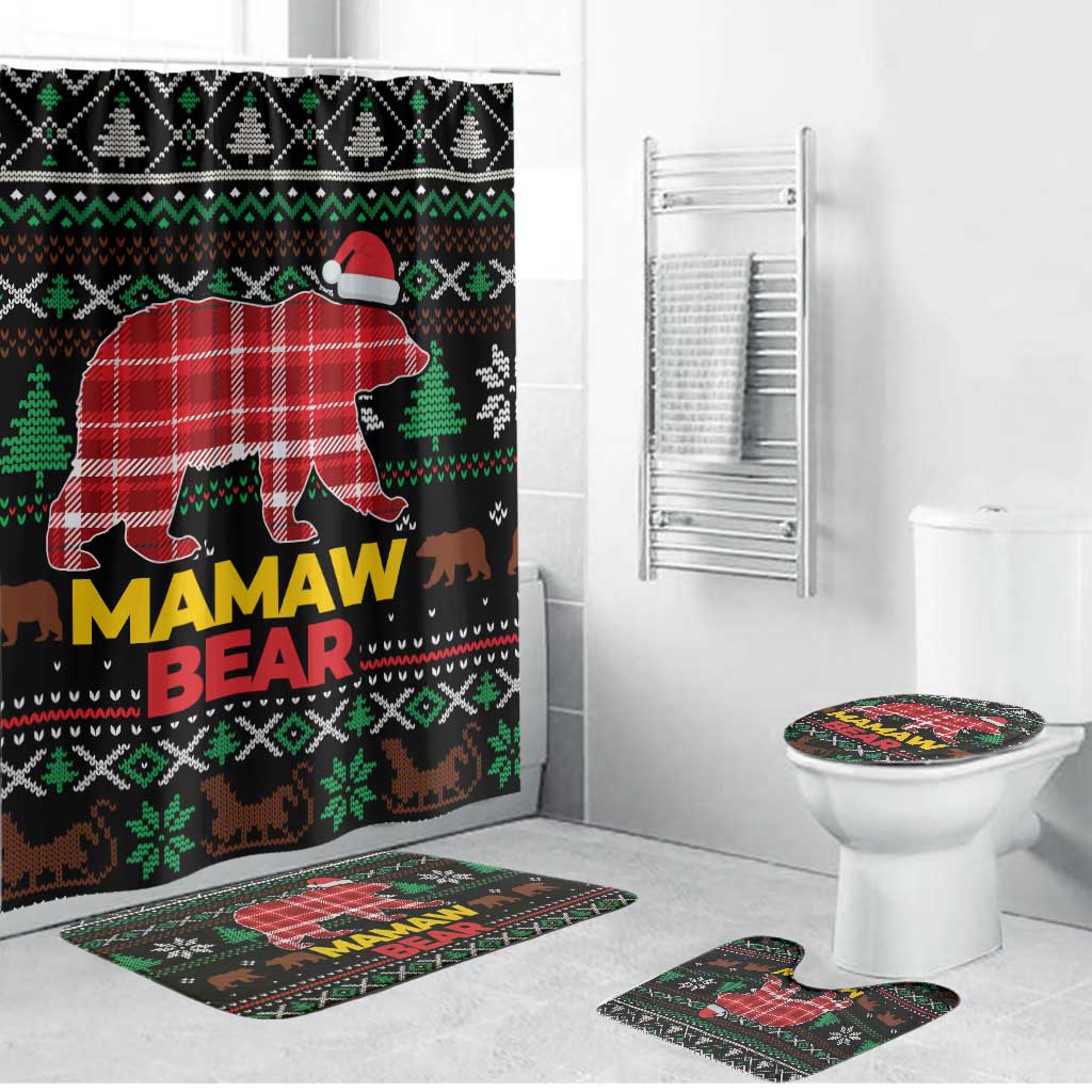 Mamaw Bear Christmas Bathroom Set Xmas Holiday Patterns - Wonder Print Shop