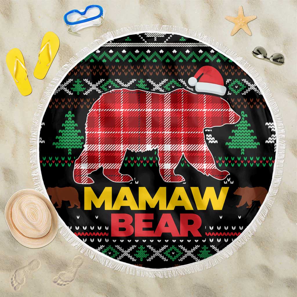 Mamaw Bear Christmas Beach Blanket Xmas Holiday Patterns - Wonder Print Shop