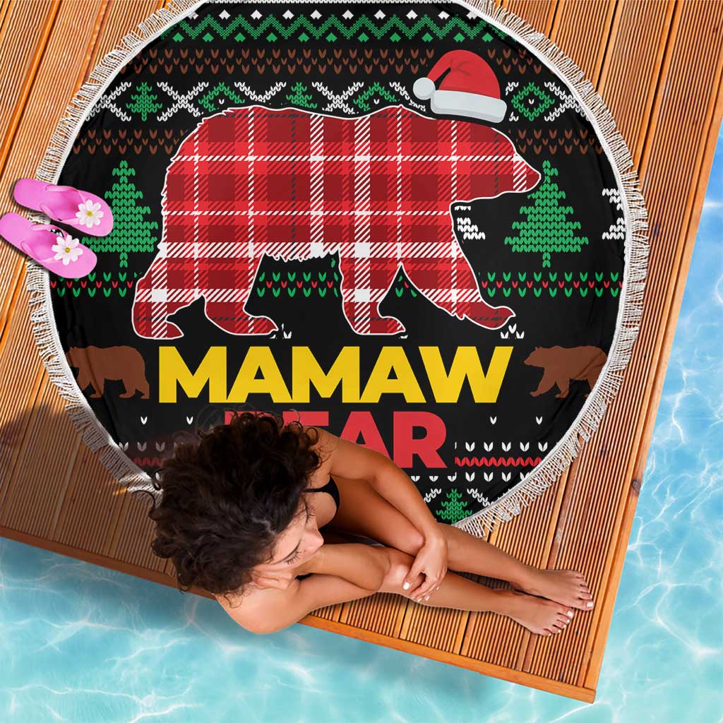 Mamaw Bear Christmas Beach Blanket Xmas Holiday Patterns - Wonder Print Shop