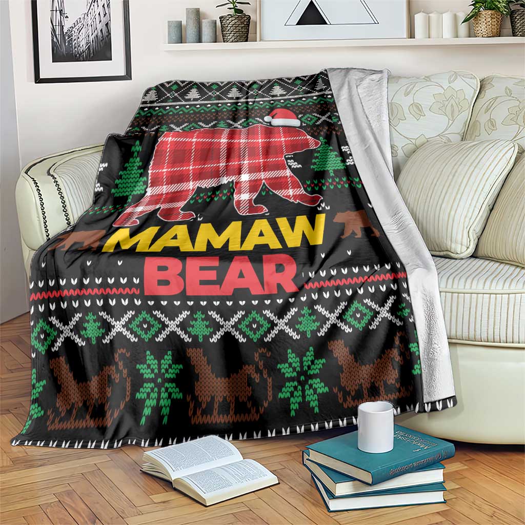 Mamaw Bear Christmas Blanket Xmas Holiday Patterns - Wonder Print Shop