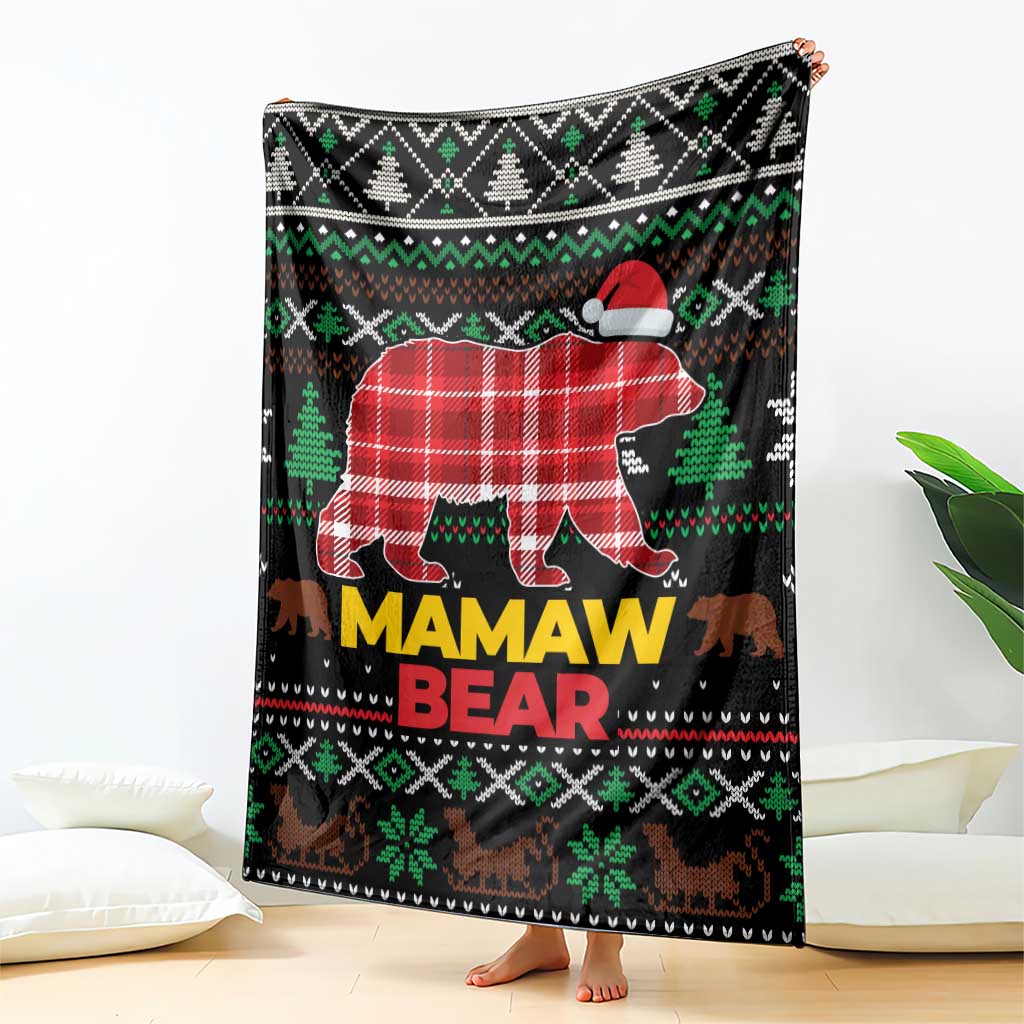 Mamaw Bear Christmas Blanket Xmas Holiday Patterns - Wonder Print Shop