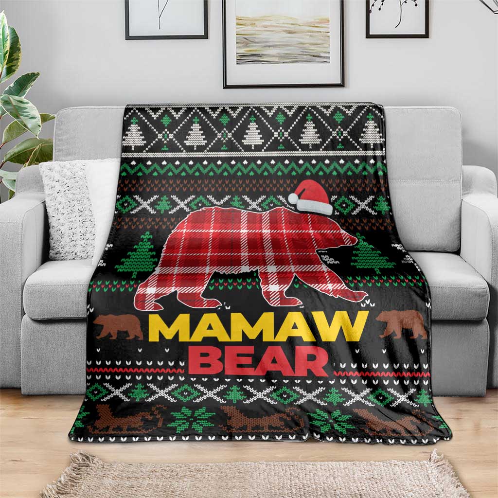 Mamaw Bear Christmas Blanket Xmas Holiday Patterns - Wonder Print Shop