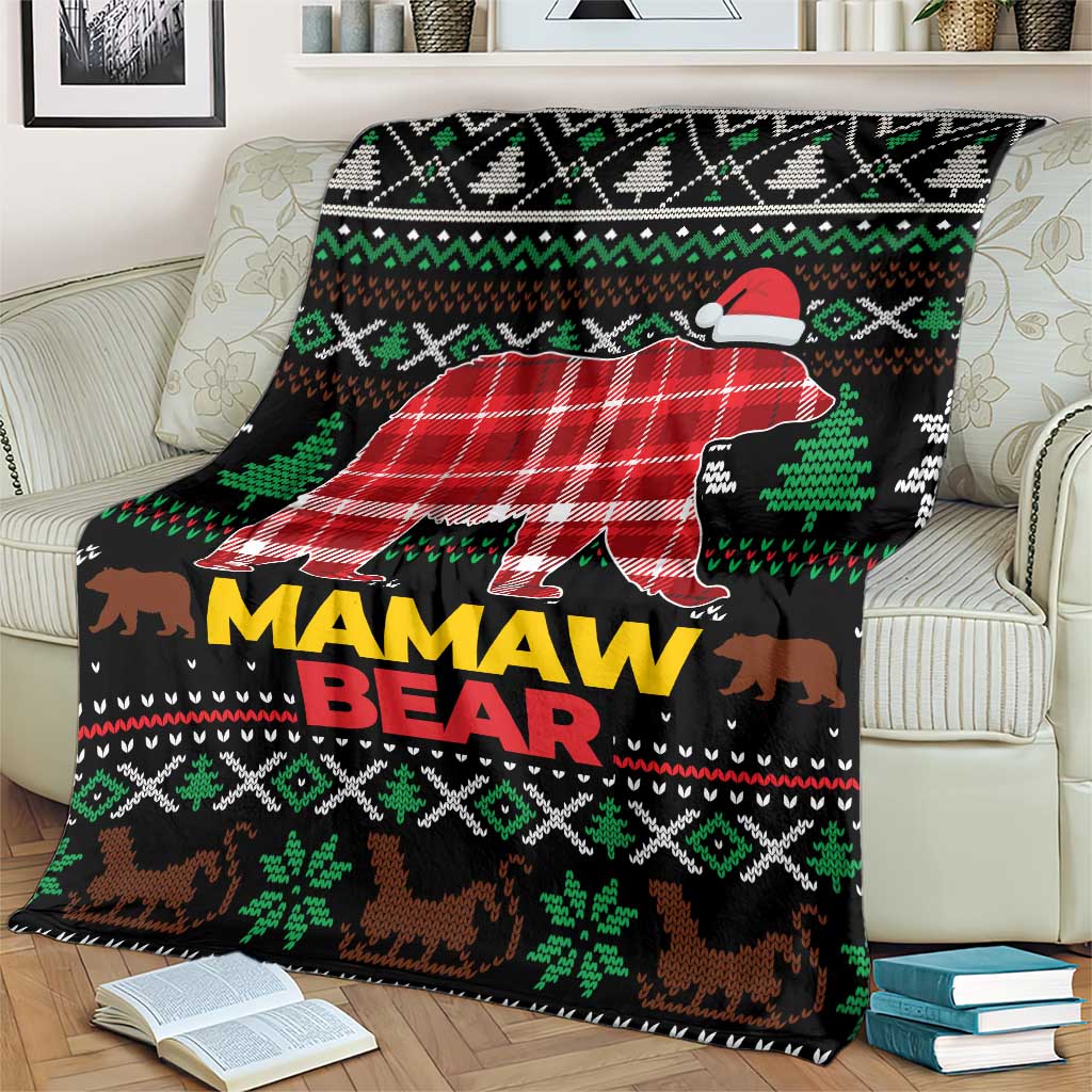 Mamaw Bear Christmas Blanket Xmas Holiday Patterns - Wonder Print Shop