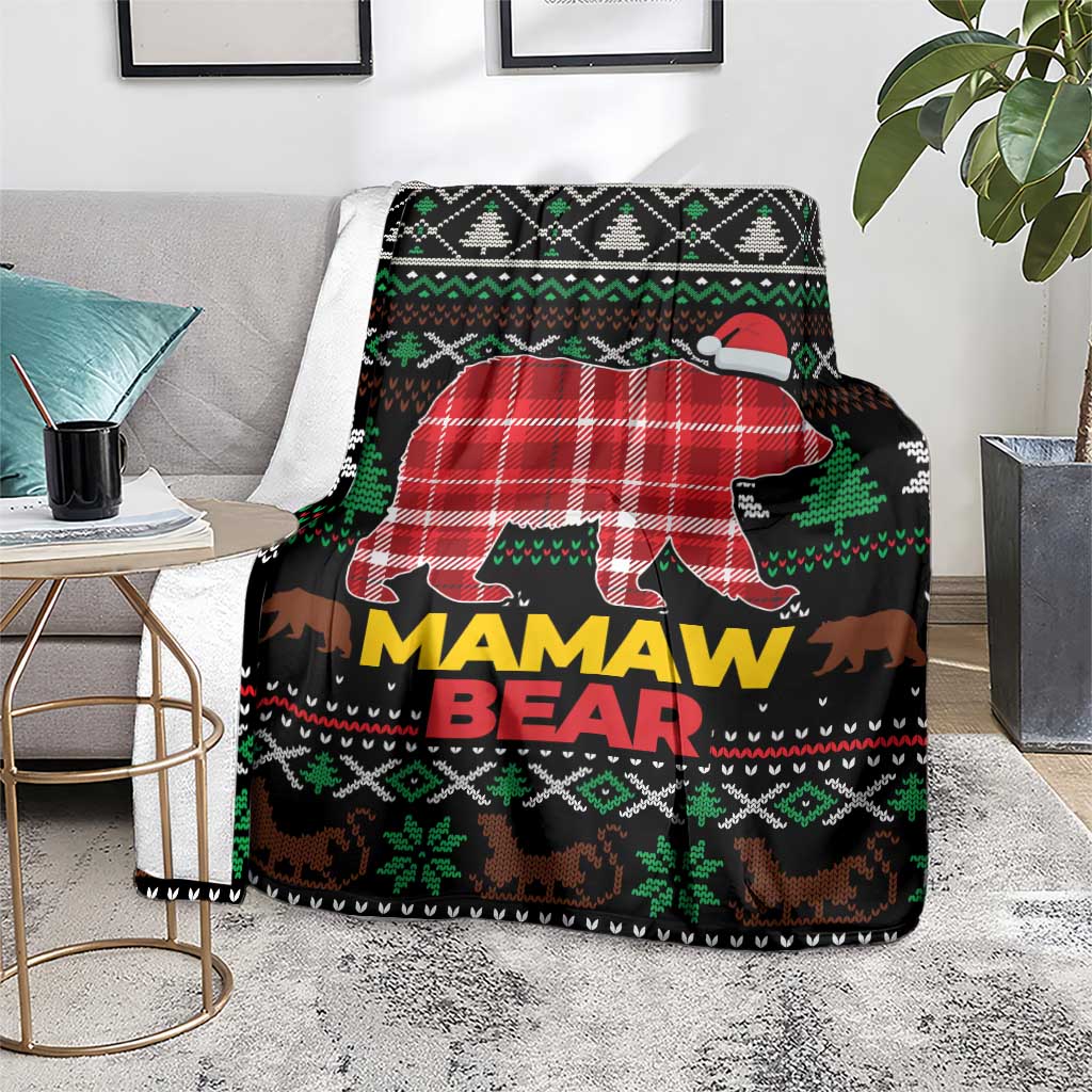 Mamaw Bear Christmas Blanket Xmas Holiday Patterns - Wonder Print Shop