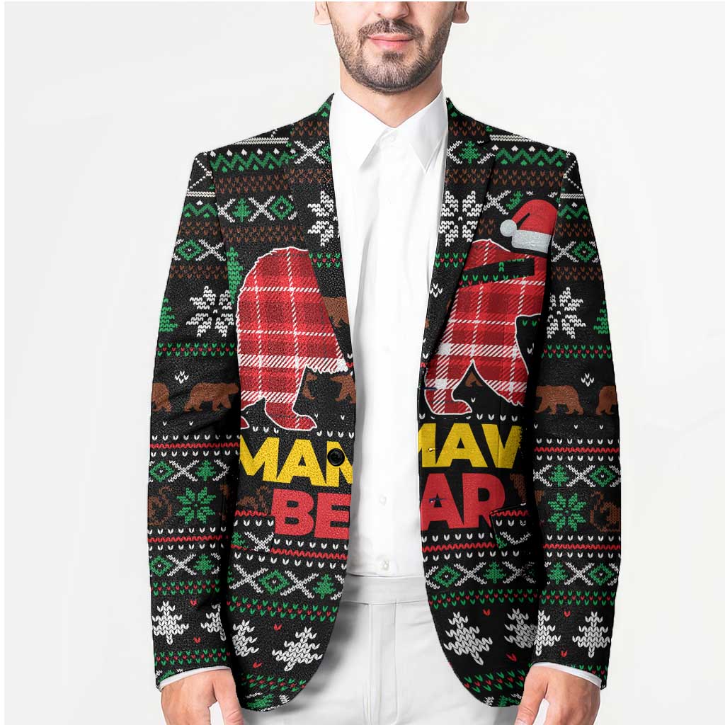 Mamaw Bear Christmas Blazer Xmas Holiday Patterns - Wonder Print Shop