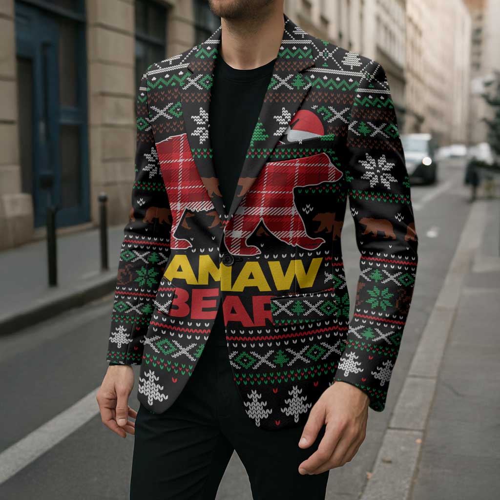 Mamaw Bear Christmas Blazer Xmas Holiday Patterns - Wonder Print Shop