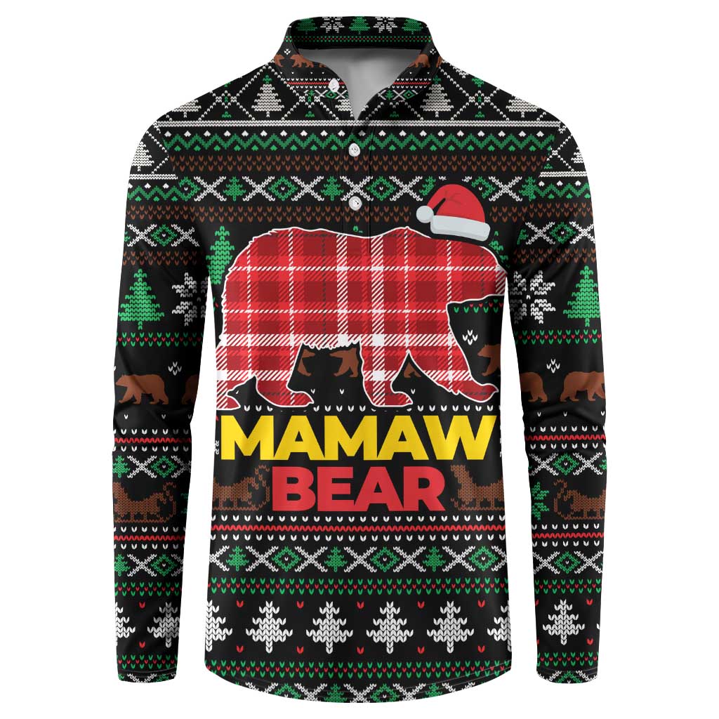 Mamaw Bear Christmas Button Sweatshirt Xmas Holiday Patterns - Wonder Print Shop