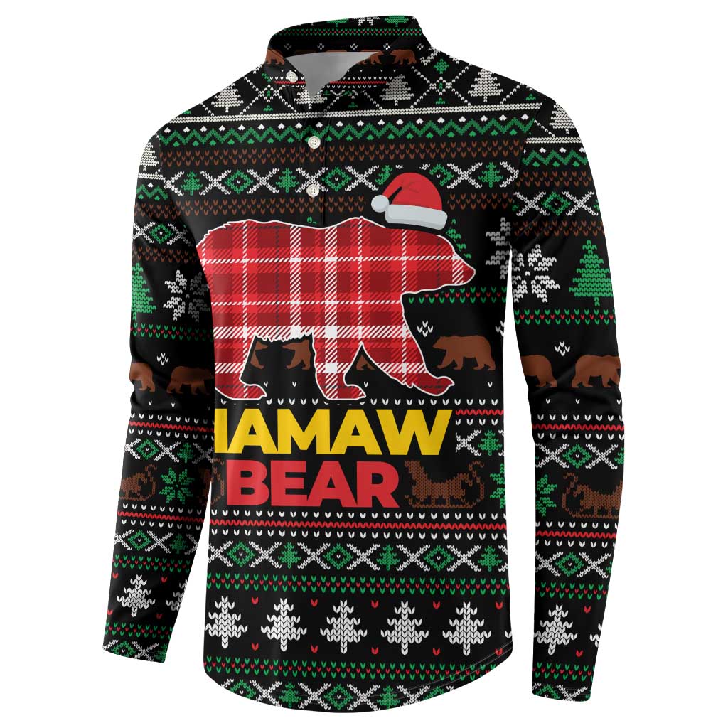 Mamaw Bear Christmas Button Sweatshirt Xmas Holiday Patterns - Wonder Print Shop