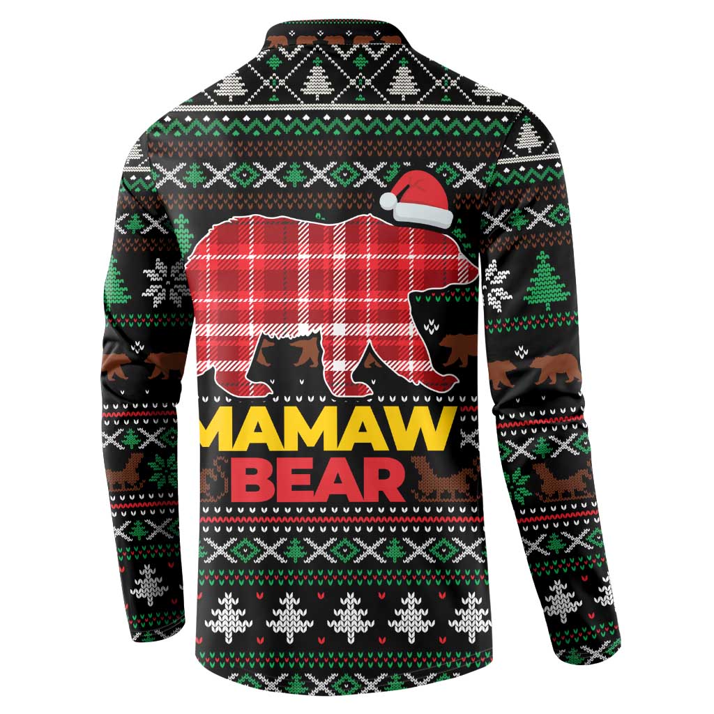 Mamaw Bear Christmas Button Sweatshirt Xmas Holiday Patterns - Wonder Print Shop