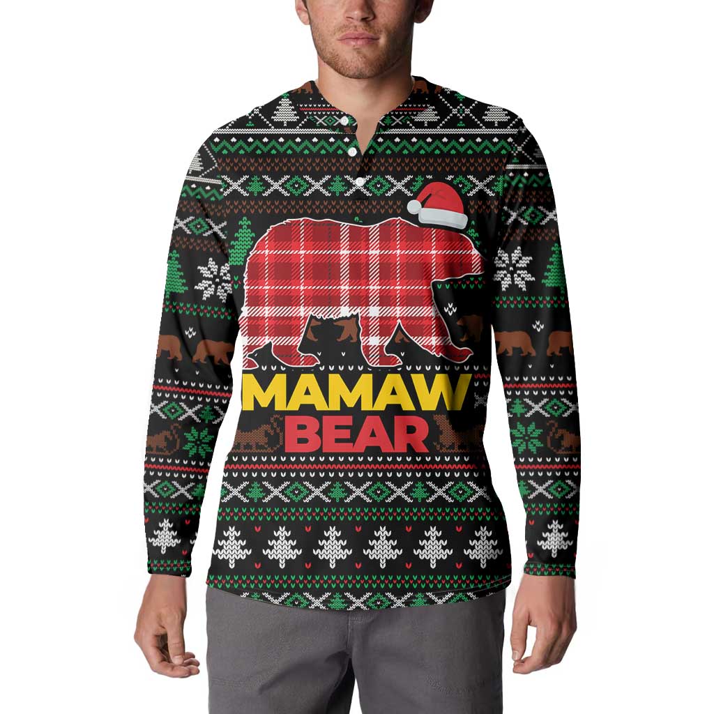 Mamaw Bear Christmas Button Sweatshirt Xmas Holiday Patterns - Wonder Print Shop