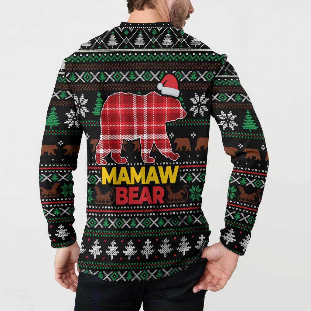 Mamaw Bear Christmas Button Sweatshirt Xmas Holiday Patterns - Wonder Print Shop