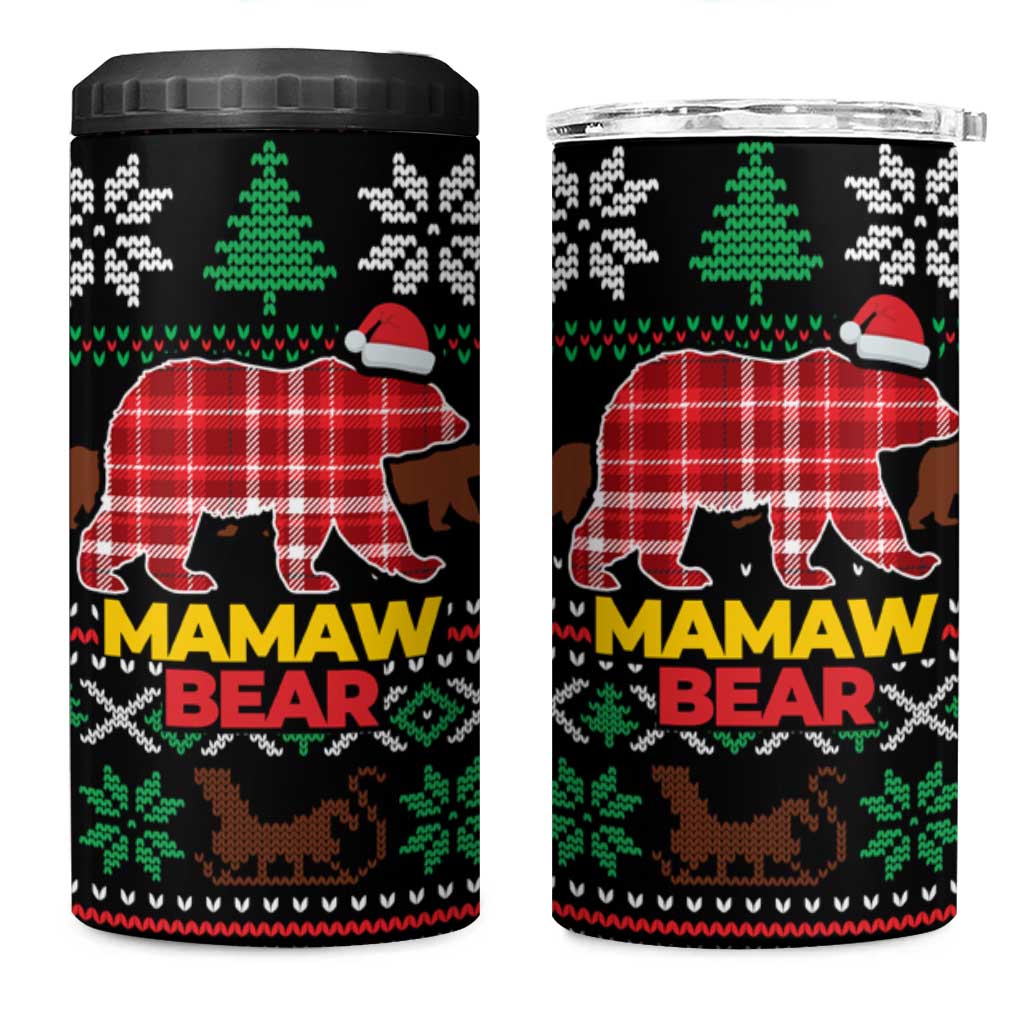 Mamaw Bear Christmas 4 in 1 Can Cooler Tumbler Xmas Holiday Patterns - Wonder Print Shop