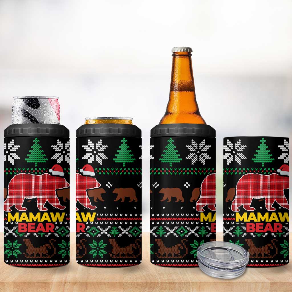 Mamaw Bear Christmas 4 in 1 Can Cooler Tumbler Xmas Holiday Patterns - Wonder Print Shop