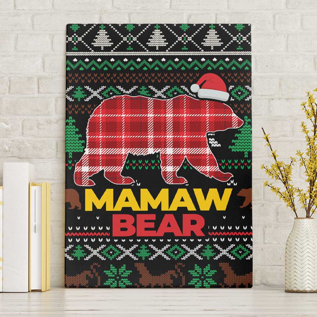 Mamaw Bear Christmas Canvas Wall Art Xmas Holiday Patterns - Wonder Print Shop