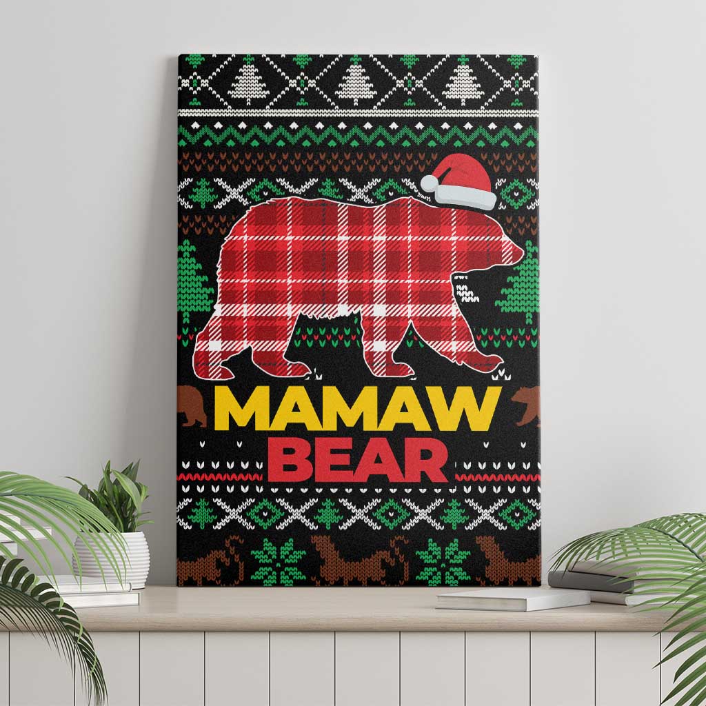 Mamaw Bear Christmas Canvas Wall Art Xmas Holiday Patterns - Wonder Print Shop