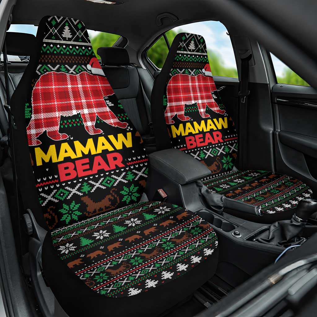 Mamaw Bear Christmas Car Seat Cover Xmas Holiday Patterns - Wonder Print Shop