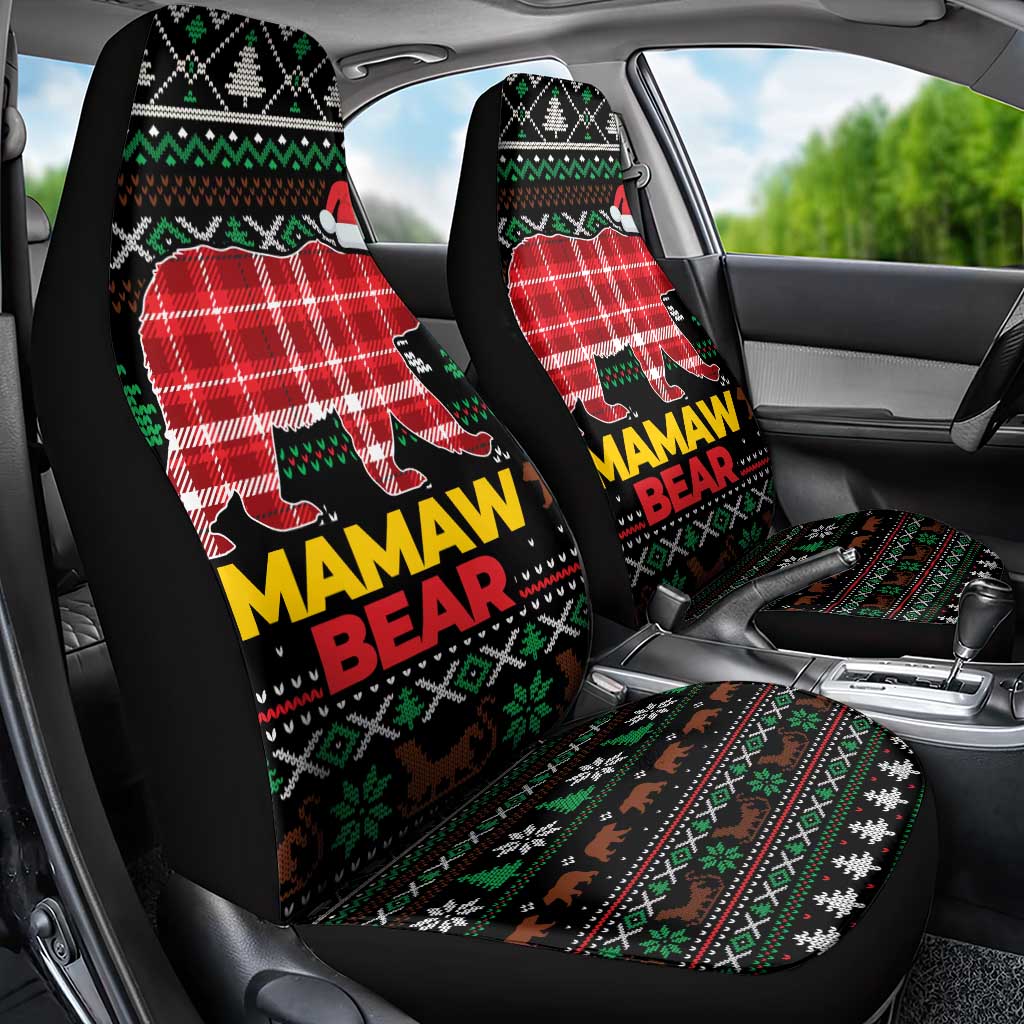 Mamaw Bear Christmas Car Seat Cover Xmas Holiday Patterns - Wonder Print Shop