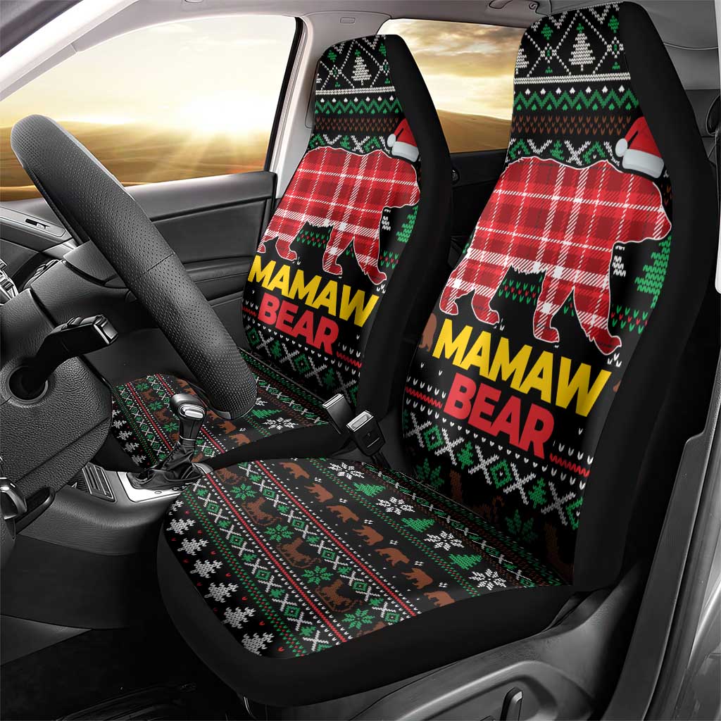 Mamaw Bear Christmas Car Seat Cover Xmas Holiday Patterns - Wonder Print Shop