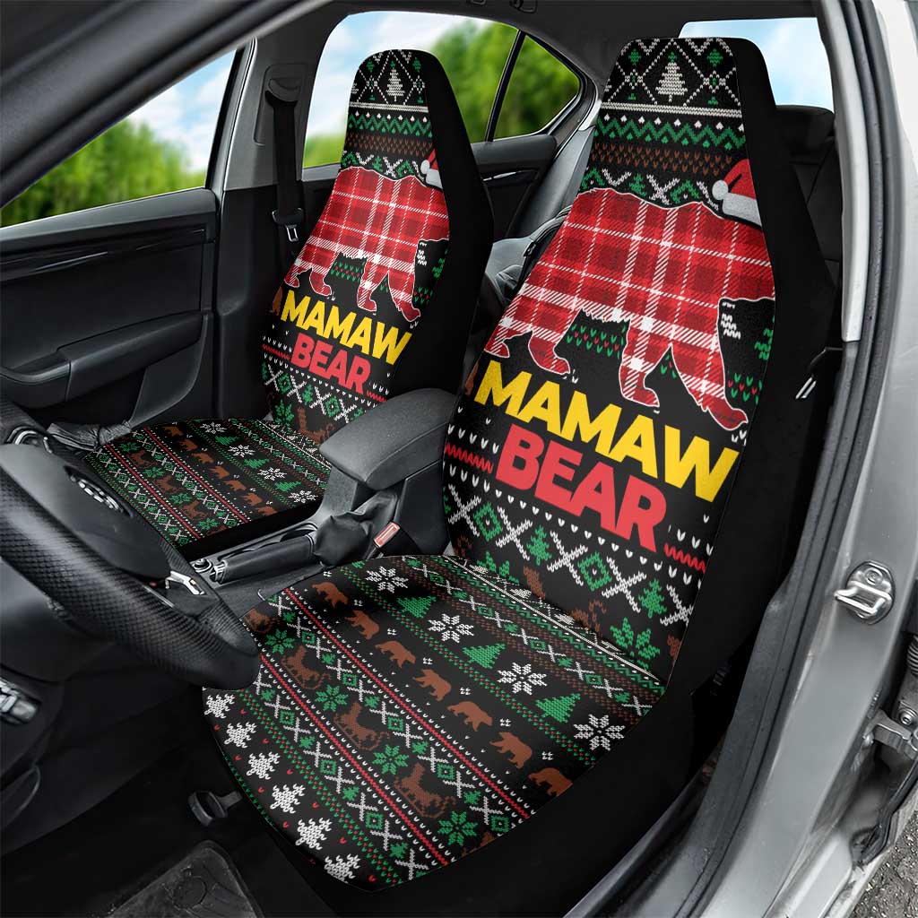 Mamaw Bear Christmas Car Seat Cover Xmas Holiday Patterns - Wonder Print Shop