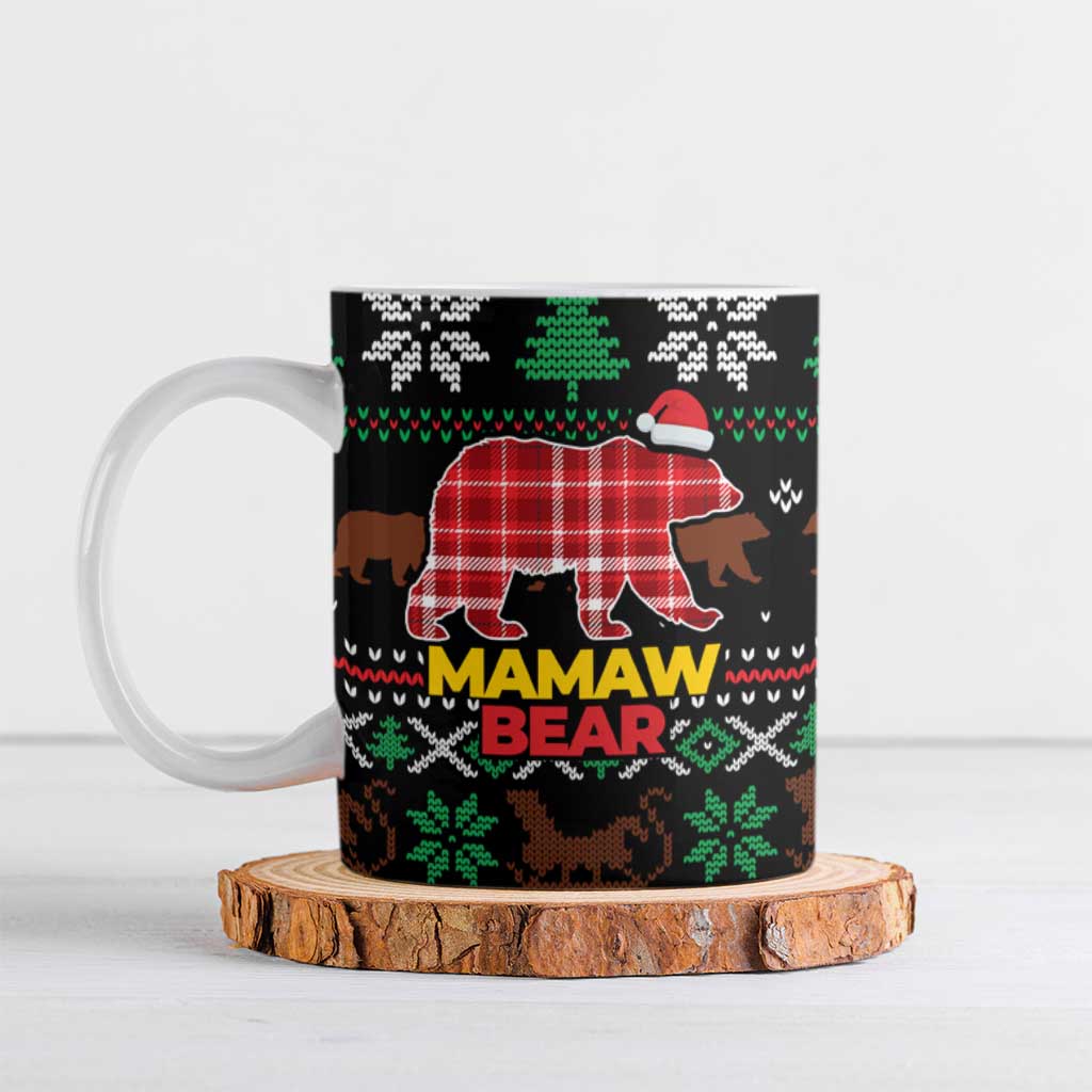 Mamaw Bear Christmas Ceramic Mug Xmas Holiday Patterns - Wonder Print Shop
