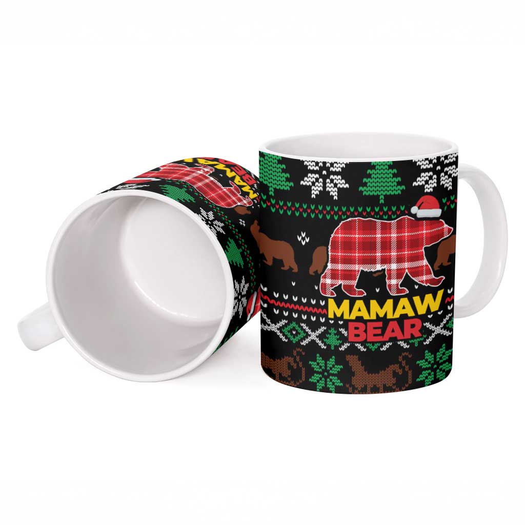 Mamaw Bear Christmas Ceramic Mug Xmas Holiday Patterns - Wonder Print Shop