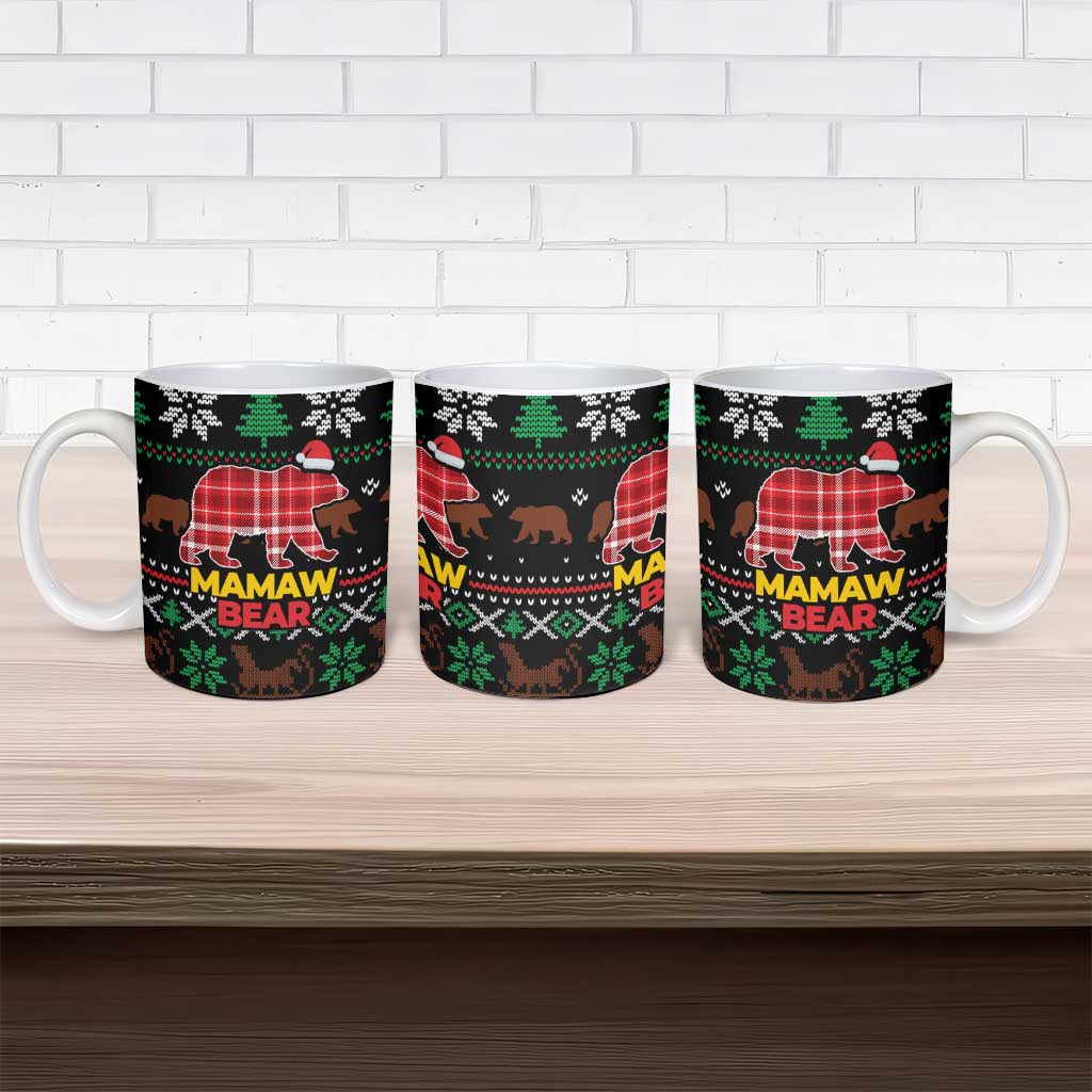 Mamaw Bear Christmas Ceramic Mug Xmas Holiday Patterns - Wonder Print Shop