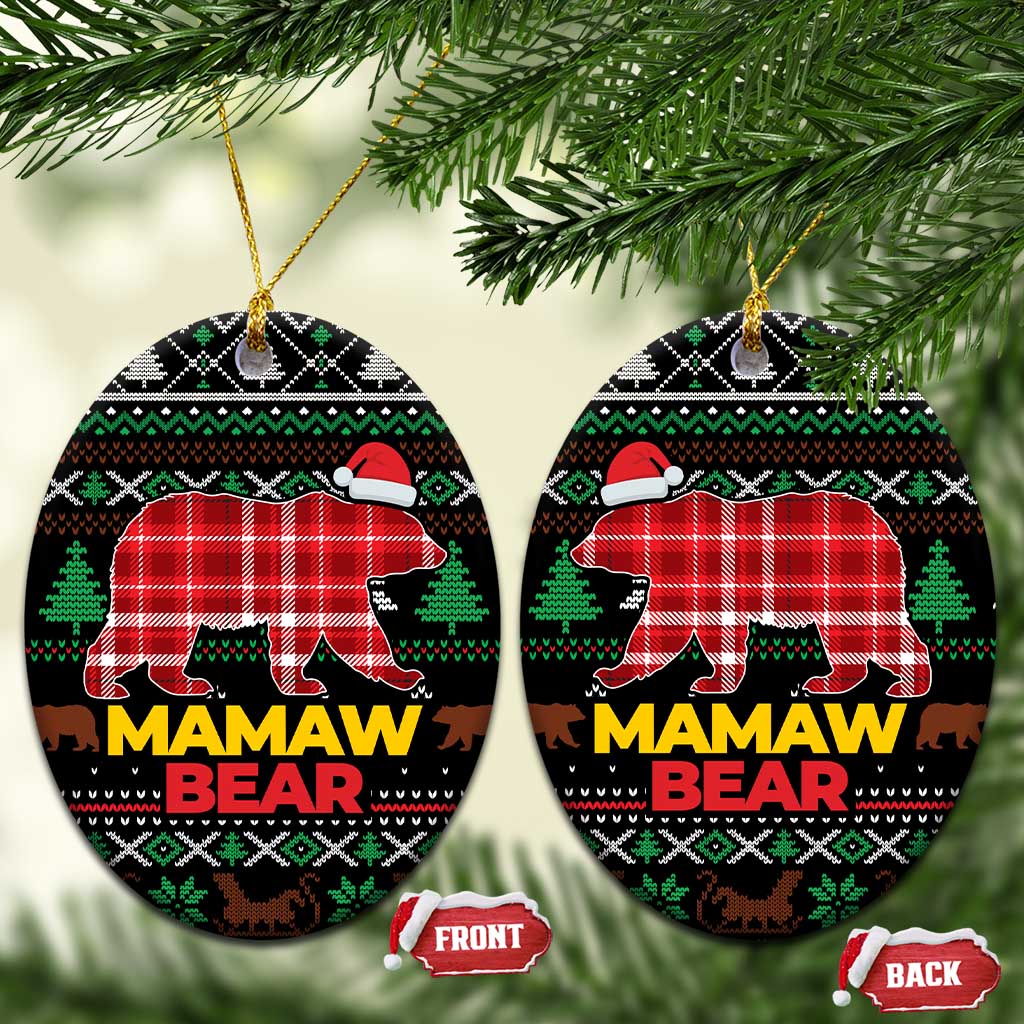 Mamaw Bear Christmas Ceramic Ornament Xmas Holiday Patterns - Wonder Print Shop
