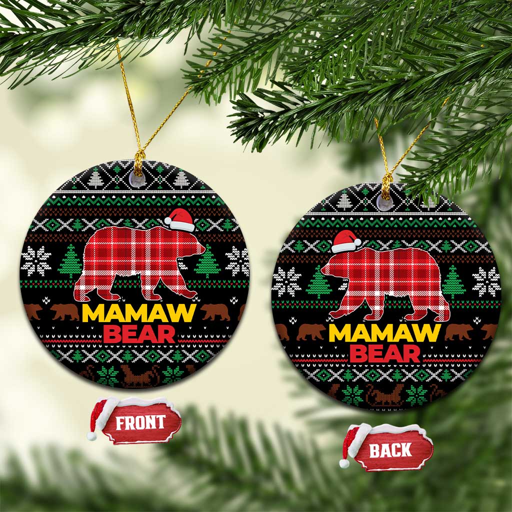 Mamaw Bear Christmas Ceramic Ornament Xmas Holiday Patterns - Wonder Print Shop
