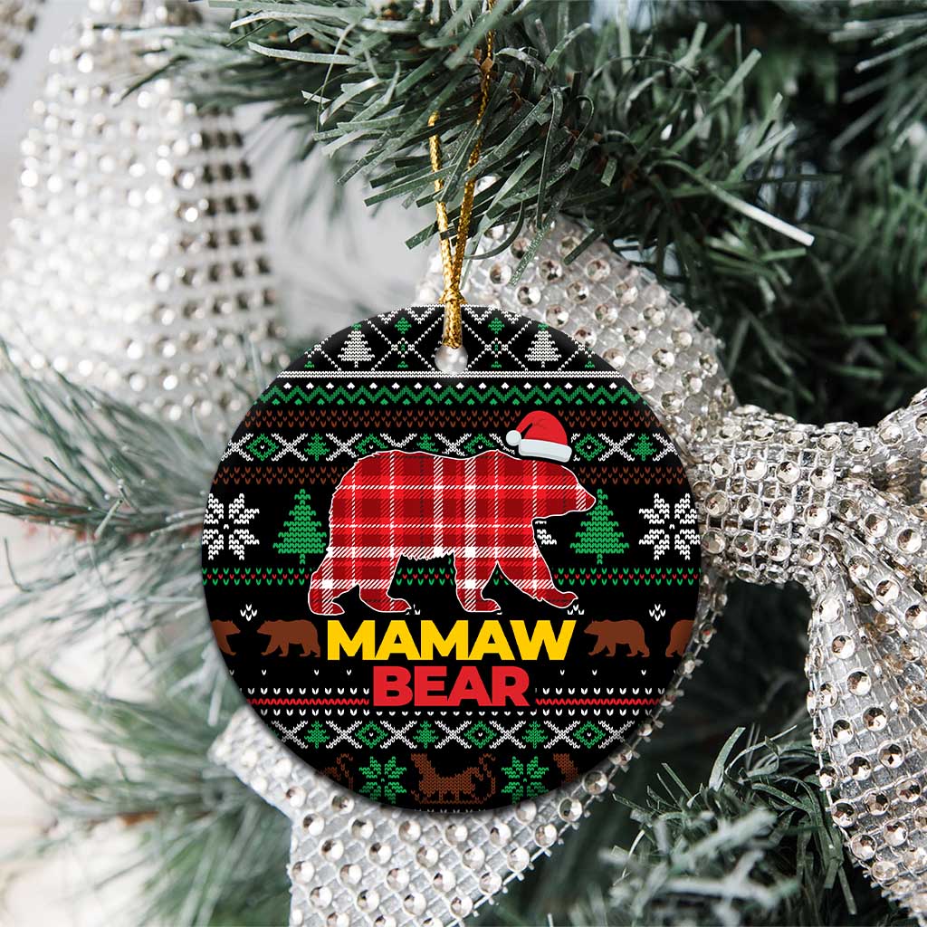 Mamaw Bear Christmas Ceramic Ornament Xmas Holiday Patterns - Wonder Print Shop