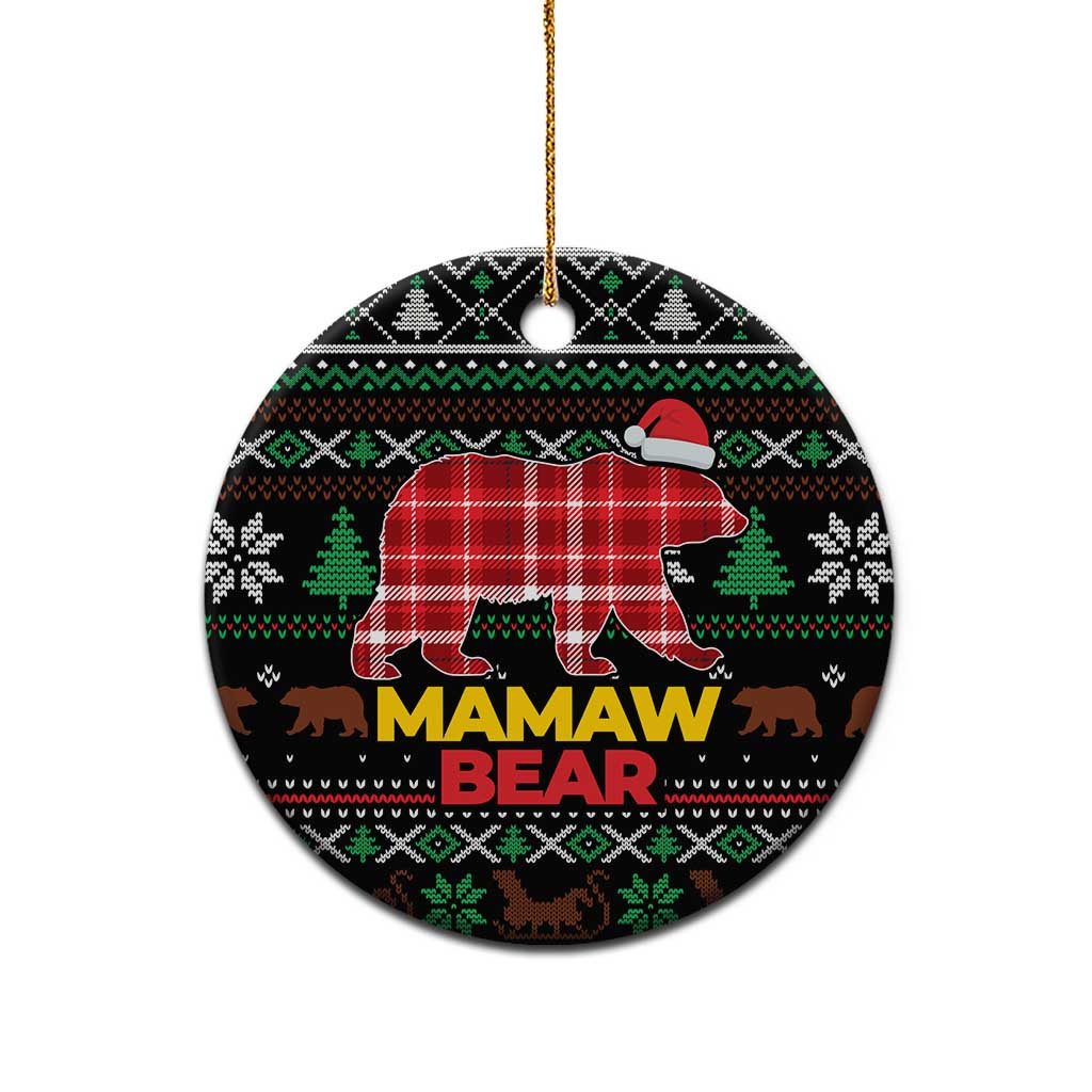 Mamaw Bear Christmas Ceramic Ornament Xmas Holiday Patterns - Wonder Print Shop