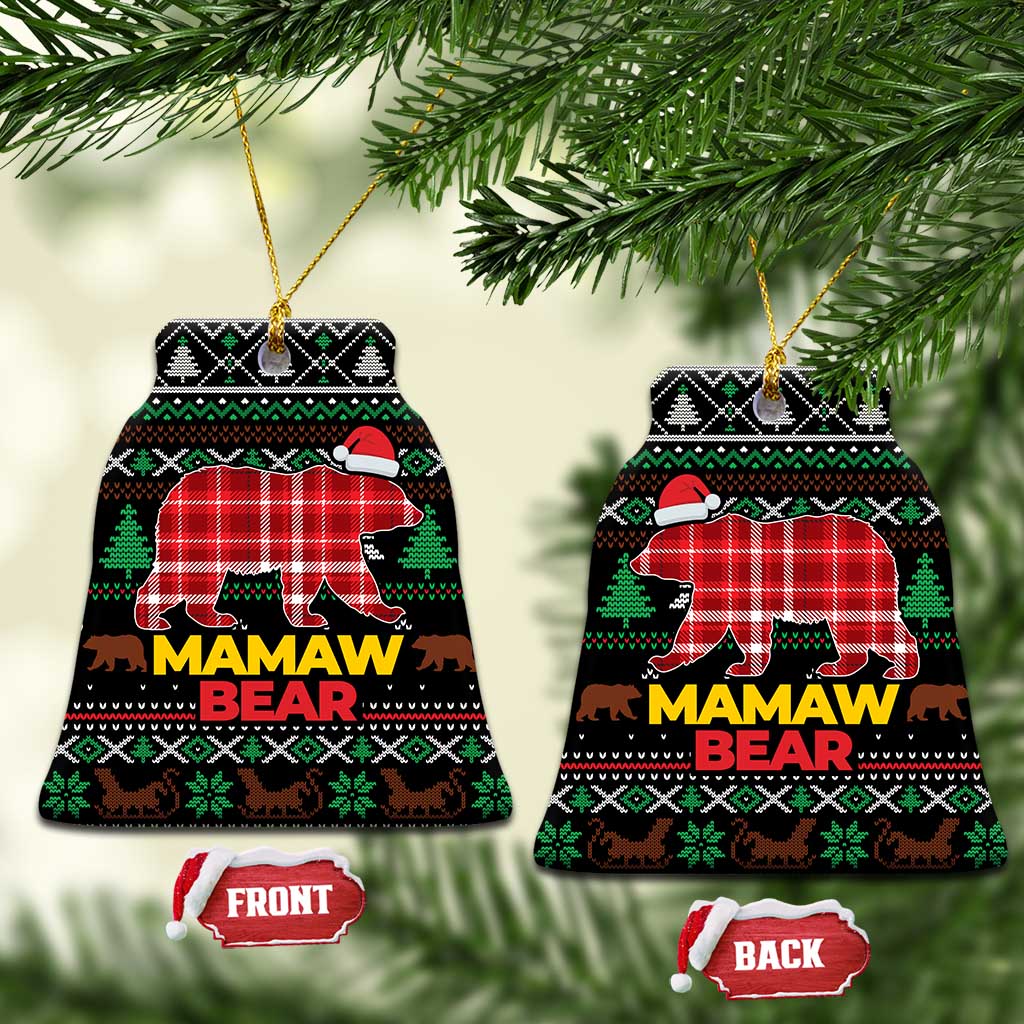 Mamaw Bear Christmas Ceramic Ornament Xmas Holiday Patterns - Wonder Print Shop