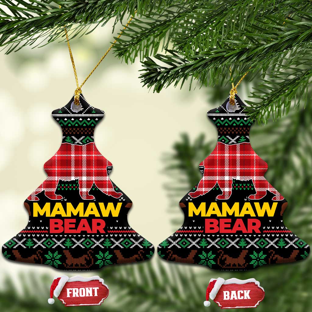 Mamaw Bear Christmas Ceramic Ornament Xmas Holiday Patterns - Wonder Print Shop