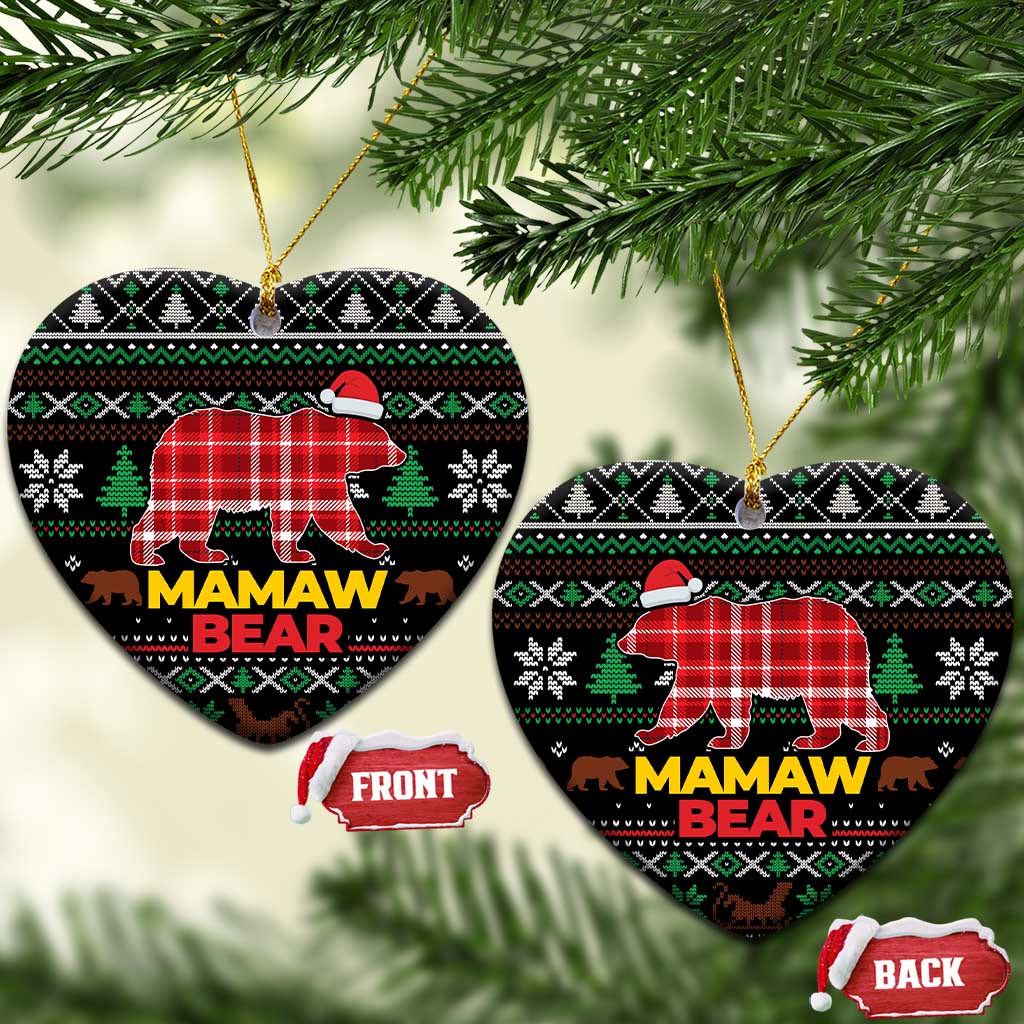 Mamaw Bear Christmas Ceramic Ornament Xmas Holiday Patterns - Wonder Print Shop