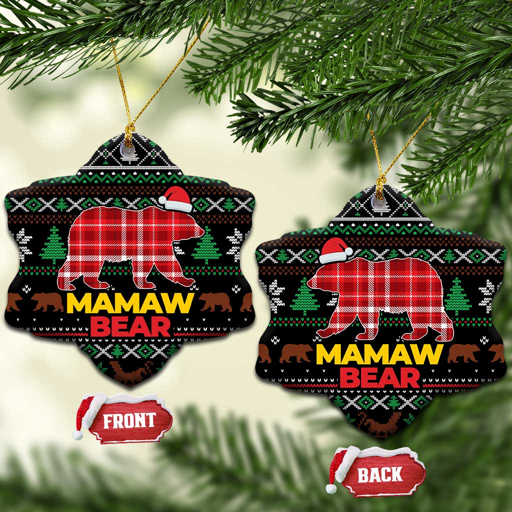Mamaw Bear Christmas Ceramic Ornament Xmas Holiday Patterns - Wonder Print Shop