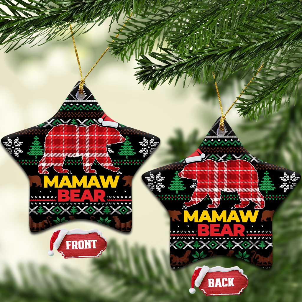 Mamaw Bear Christmas Ceramic Ornament Xmas Holiday Patterns - Wonder Print Shop