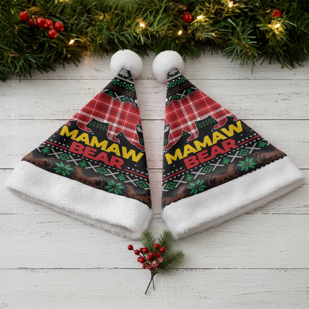 Mamaw Bear Christmas Santa Hat Xmas Holiday Patterns - Wonder Print Shop
