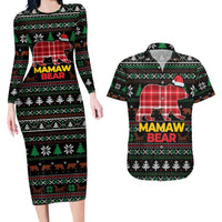 Mamaw Bear Christmas Couples Matching Long Sleeve Bodycon Dress and Hawaiian Shirt Xmas Holiday Patterns - Wonder Print Shop