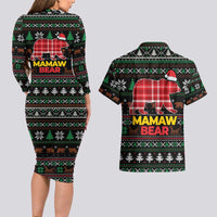 Mamaw Bear Christmas Couples Matching Long Sleeve Bodycon Dress and Hawaiian Shirt Xmas Holiday Patterns - Wonder Print Shop
