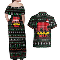 Mamaw Bear Christmas Couples Matching Off Shoulder Maxi Dress and Hawaiian Shirt Xmas Holiday Patterns - Wonder Print Shop