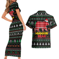 Mamaw Bear Christmas Couples Matching Short Sleeve Bodycon Dress and Hawaiian Shirt Xmas Holiday Patterns - Wonder Print Shop