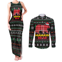 Mamaw Bear Christmas Couples Matching Tank Maxi Dress and Long Sleeve Button Shirt Xmas Holiday Patterns - Wonder Print Shop