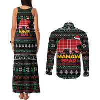 Mamaw Bear Christmas Couples Matching Tank Maxi Dress and Long Sleeve Button Shirt Xmas Holiday Patterns - Wonder Print Shop