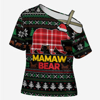 Mamaw Bear Christmas Cross Shoulder Shirt Xmas Holiday Patterns - Wonder Print Shop